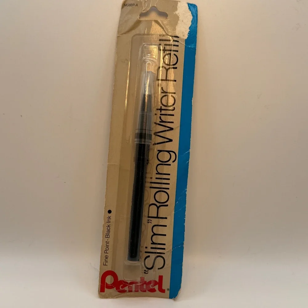 Pentel Slim Rolling Writer Refill Fine Point Black Ink Vintage MG8BP-A Japan